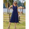 Zeagoo Women Beach Summer Midi Dress 2026 Sleeveless Casual Beachy Sundress Button Down Loose Tank Dresses with Pockets(Navy)