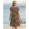 Zeagoo Women’s Casual Dresses with Pockets Summer Floral V-Neck A-Line Tshirt Dress Short Sleeve Mini Dress Beach Sundress(A01-multicolor)