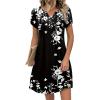 Zeagoo Women’s Casual Dresses with Pockets Summer Floral V-Neck A-Line Tshirt Dress Short Sleeve Mini Dress Beach Sundress(Black Floral)