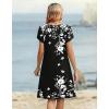 Zeagoo Women’s Casual Dresses with Pockets Summer Floral V-Neck A-Line Tshirt Dress Short Sleeve Mini Dress Beach Sundress(Black Floral)