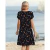 Zeagoo Women’s Casual Dresses with Pockets Summer Floral V-Neck A-Line Tshirt Dress Short Sleeve Mini Dress Beach Sundress(Black Printed)