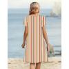 Zeagoo Women’s Casual Dresses with Pockets Summer Floral V-Neck A-Line Tshirt Dress Short Sleeve Mini Dress Beach Sundress(Khaki Stripe)