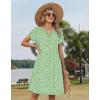 Zeagoo Women’s Casual Dresses with Pockets Summer Floral V-Neck A-Line Tshirt Dress Short Sleeve Mini Dress Beach Sundress(Light Green)