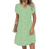 Zeagoo Women’s Casual Dresses with Pockets Summer Floral V-Neck A-Line Tshirt Dress Short Sleeve Mini Dress Beach Sundress(Light Green)
