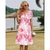 Zeagoo Women’s Casual Dresses with Pockets Summer Floral V-Neck A-Line Tshirt Dress Short Sleeve Mini Dress Beach Sundress(Pink Marble Printed)