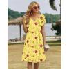 Zeagoo Women’s Casual Dresses with Pockets Summer Floral V-Neck A-Line Tshirt Dress Short Sleeve Mini Dress Beach Sundress(Yellow Floral)