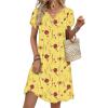 Zeagoo Women’s Casual Dresses with Pockets Summer Floral V-Neck A-Line Tshirt Dress Short Sleeve Mini Dress Beach Sundress(Yellow Floral)