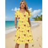 Zeagoo Women’s Casual Dresses with Pockets Summer Floral V-Neck A-Line Tshirt Dress Short Sleeve Mini Dress Beach Sundress(Yellow Floral)