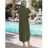 Zeagoo Womens Dresses Casual Summer Short Sleeve Button Down Long Shirt Dresses Swimsuit Beach Cover Ups with Pockets(Army Green)