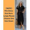 Zeagoo Womens Dresses Casual Summer Short Sleeve Button Down Long Shirt Dresses Swimsuit Beach Cover Ups with Pockets(Black)