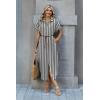 Zeagoo Womens Dresses Casual Summer Short Sleeve Button Down Long Shirt Dresses Swimsuit Beach Cover Ups with Pockets(Black Wide Stripes)