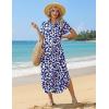 Zeagoo Womens Dresses Casual Summer Short Sleeve Button Down Long Shirt Dresses Swimsuit Beach Cover Ups with Pockets(Blue Floral)