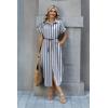 Zeagoo Womens Dresses Casual Summer Short Sleeve Button Down Long Shirt Dresses Swimsuit Beach Cover Ups with Pockets(Blue Wide Stripes)