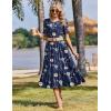 Zeagoo Womens Summer Dresses 2026 Casual Midi Dress Flowy Sundress Ruffle Short Sleeve Tiered Dresses A Line Boho Dress(A-navy Floral 01)