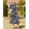 Zeagoo Womens Summer Dresses 2026 Casual Midi Dress Flowy Sundress Ruffle Short Sleeve Tiered Dresses A Line Boho Dress(Boho Printed)