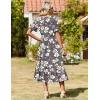Zeagoo Womens Summer Dresses 2026 Casual Midi Dress Flowy Sundress Ruffle Short Sleeve Tiered Dresses A Line Boho Dress(Grey Flower)