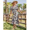 Zeagoo Womens Summer Dresses 2026 Casual Midi Dress Flowy Sundress Ruffle Short Sleeve Tiered Dresses A Line Boho Dress(Grey Flower)