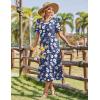 Zeagoo Womens Summer Dresses 2026 Casual Midi Dress Flowy Sundress Ruffle Short Sleeve Tiered Dresses A Line Boho Dress(Navy Floral 03)