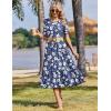 Zeagoo Womens Summer Dresses 2026 Casual Midi Dress Flowy Sundress Ruffle Short Sleeve Tiered Dresses A Line Boho Dress(Navy Floral 03)