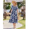 Zeagoo Womens Summer Dresses 2026 Casual Midi Dress Flowy Sundress Ruffle Short Sleeve Tiered Dresses A Line Boho Dress(Navy Floral 03)