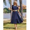 Zeagoo Womens Summer Dresses 2026 Casual Midi Dress Flowy Sundress Ruffle Short Sleeve Tiered Dresses A Line Boho Dress(Solid Navy)