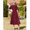 Zeagoo Womens Summer Dresses 2026 Casual Midi Dress Flowy Sundress Ruffle Short Sleeve Tiered Dresses A Line Boho Dress(Wine Red)