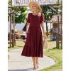Zeagoo Womens Summer Dresses 2026 Casual Midi Dress Flowy Sundress Ruffle Short Sleeve Tiered Dresses A Line Boho Dress(Wine Red)