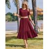 Zeagoo Womens Summer Dresses 2026 Casual Midi Dress Flowy Sundress Ruffle Short Sleeve Tiered Dresses A Line Boho Dress(Wine Red)