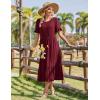 Zeagoo Womens Summer Dresses 2026 Casual Midi Dress Flowy Sundress Ruffle Short Sleeve Tiered Dresses A Line Boho Dress(Wine Red)