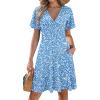 Zeagoo Womens Summer Dresses Wrap V Neck Dress Floral A-Line Ruffle Sleeve Casual Sundress with Pockets 2026(01-light Blue)