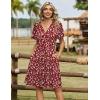 Zeagoo Womens Summer Dresses Wrap V Neck Dress Floral A-Line Ruffle Sleeve Casual Sundress with Pockets 2026(01-red Floral 1)