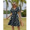 Zeagoo Womens Summer Dresses Wrap V Neck Dress Floral A-Line Ruffle Sleeve Casual Sundress with Pockets 2026(Black Floral 2)