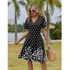 Zeagoo Womens Summer Dresses Wrap V Neck Dress Floral A-Line Ruffle Sleeve Casual Sundress with Pockets 2026(Black Polka Dots)