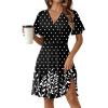 Zeagoo Womens Summer Dresses Wrap V Neck Dress Floral A-Line Ruffle Sleeve Casual Sundress with Pockets 2026(Black Polka Dots)