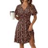 Zeagoo Womens Summer Dresses Wrap V Neck Dress Floral A-Line Ruffle Sleeve Casual Sundress with Pockets 2026(Brown Floral)