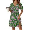 Zeagoo Womens Summer Dresses Wrap V Neck Dress Floral A-Line Ruffle Sleeve Casual Sundress with Pockets 2026(Green-pink)