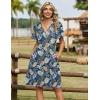 Zeagoo Womens Summer Dresses Wrap V Neck Dress Floral A-Line Ruffle Sleeve Casual Sundress with Pockets 2026(Leaf Floral)