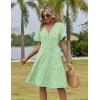Zeagoo Womens Summer Dresses Wrap V Neck Dress Floral A-Line Ruffle Sleeve Casual Sundress with Pockets 2026(Light Green)