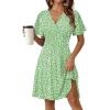 Zeagoo Womens Summer Dresses Wrap V Neck Dress Floral A-Line Ruffle Sleeve Casual Sundress with Pockets 2026(Light Green)