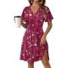 Zeagoo Womens Summer Dresses Wrap V Neck Dress Floral A-Line Ruffle Sleeve Casual Sundress with Pockets 2026(Red Floral 2)