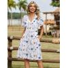 Zeagoo Womens Summer Dresses Wrap V Neck Dress Floral A-Line Ruffle Sleeve Casual Sundress with Pockets 2026(White Floral)