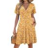 Zeagoo Womens Summer Dresses Wrap V Neck Dress Floral A-Line Ruffle Sleeve Casual Sundress with Pockets 2026(Yellow Floral 2)