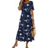 Zeagoo Womens Summer Dresses 2026 Casual Midi Dress Flowy Sundress Ruffle Short Sleeve Tiered Dresses A Line Boho Dress(A-navy Floral 01)