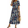 Zeagoo Womens Summer Dresses 2026 Casual Midi Dress Flowy Sundress Ruffle Short Sleeve Tiered Dresses A Line Boho Dress(Boho Printed)
