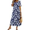 Zeagoo Womens Summer Dresses 2026 Casual Midi Dress Flowy Sundress Ruffle Short Sleeve Tiered Dresses A Line Boho Dress(Navy Floral 03)