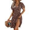 Zeagoo Womens Summer Dresses Wrap V Neck Dress Floral A-Line Ruffle Sleeve Casual Sundress with Pockets 2026(Brown Floral)