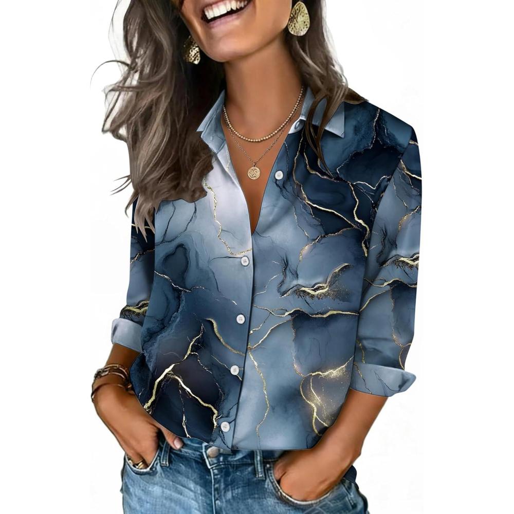 imageZeagoo Button Down Shirts for Women 34 Sleeve Tops V Neck Collared Blouses Business Casual Outfits S2XLCx297