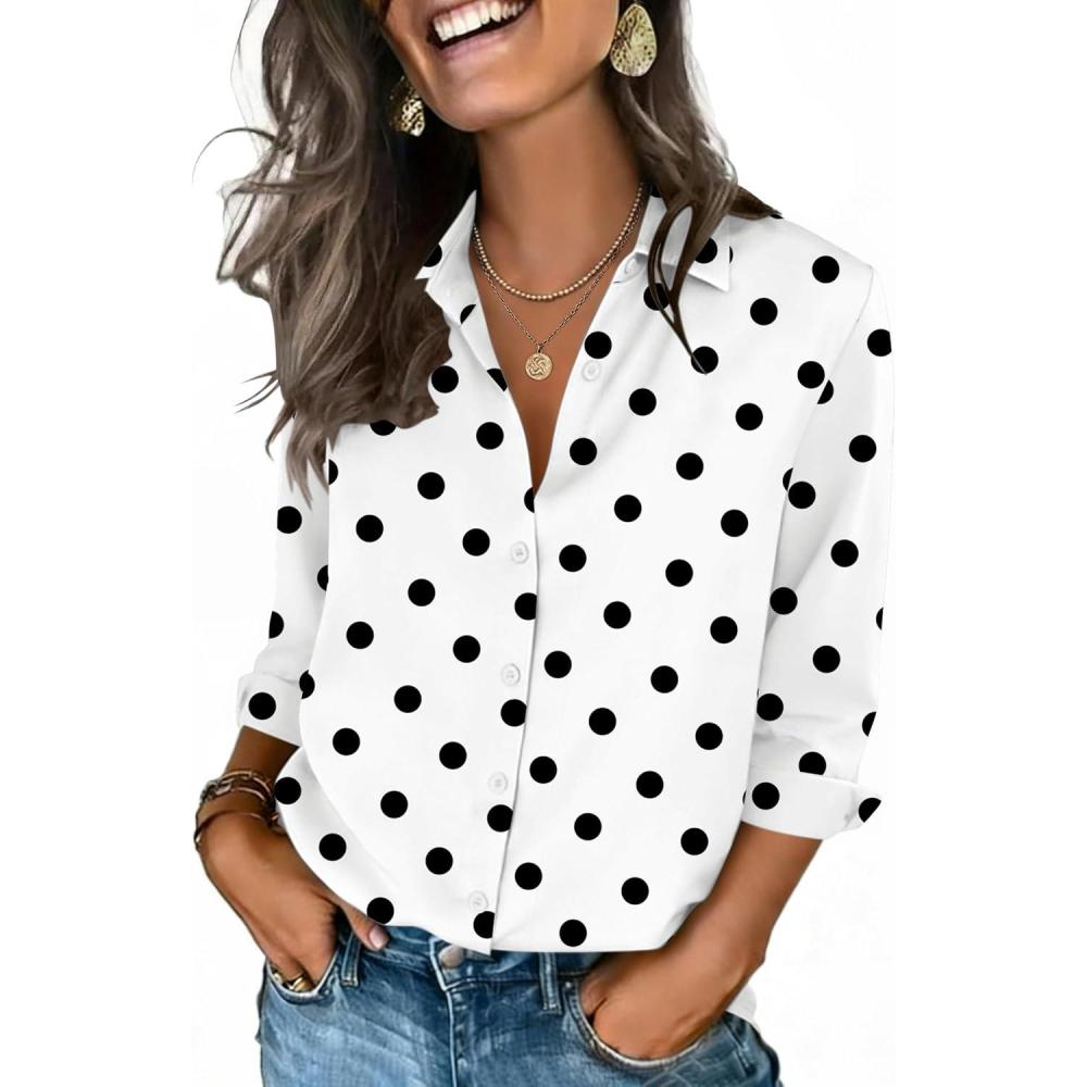 imageZeagoo Button Down Shirts for Women 34 Sleeve Tops V Neck Collared Blouses Business Casual Outfits S2XLJh592
