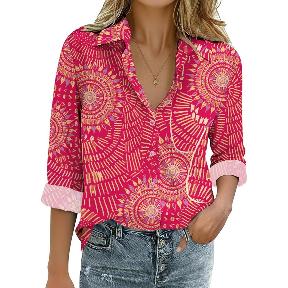 imageZeagoo Womens Cotton Linen Button Down Shirts Loose Fit Long Sleeve Collared Blouse Casual V Neck Tops Outfits S3XLCx320