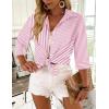 Zeagoo Button Down Shirts for Women 3/4 Sleeve Tops V Neck Collared Blouses Business Casual Outfits S-2XL(Tz300)
